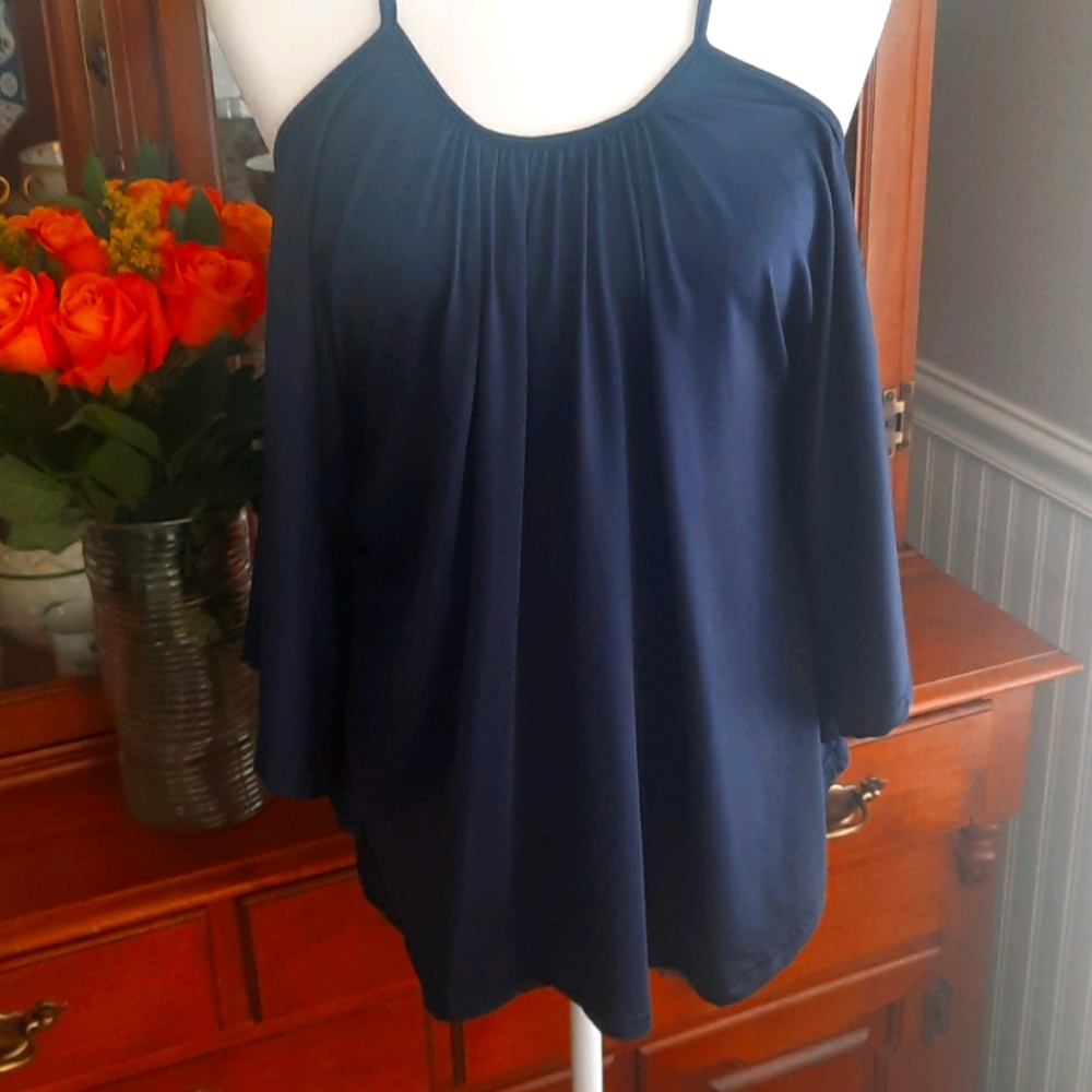 Cold shoulder royal blue top